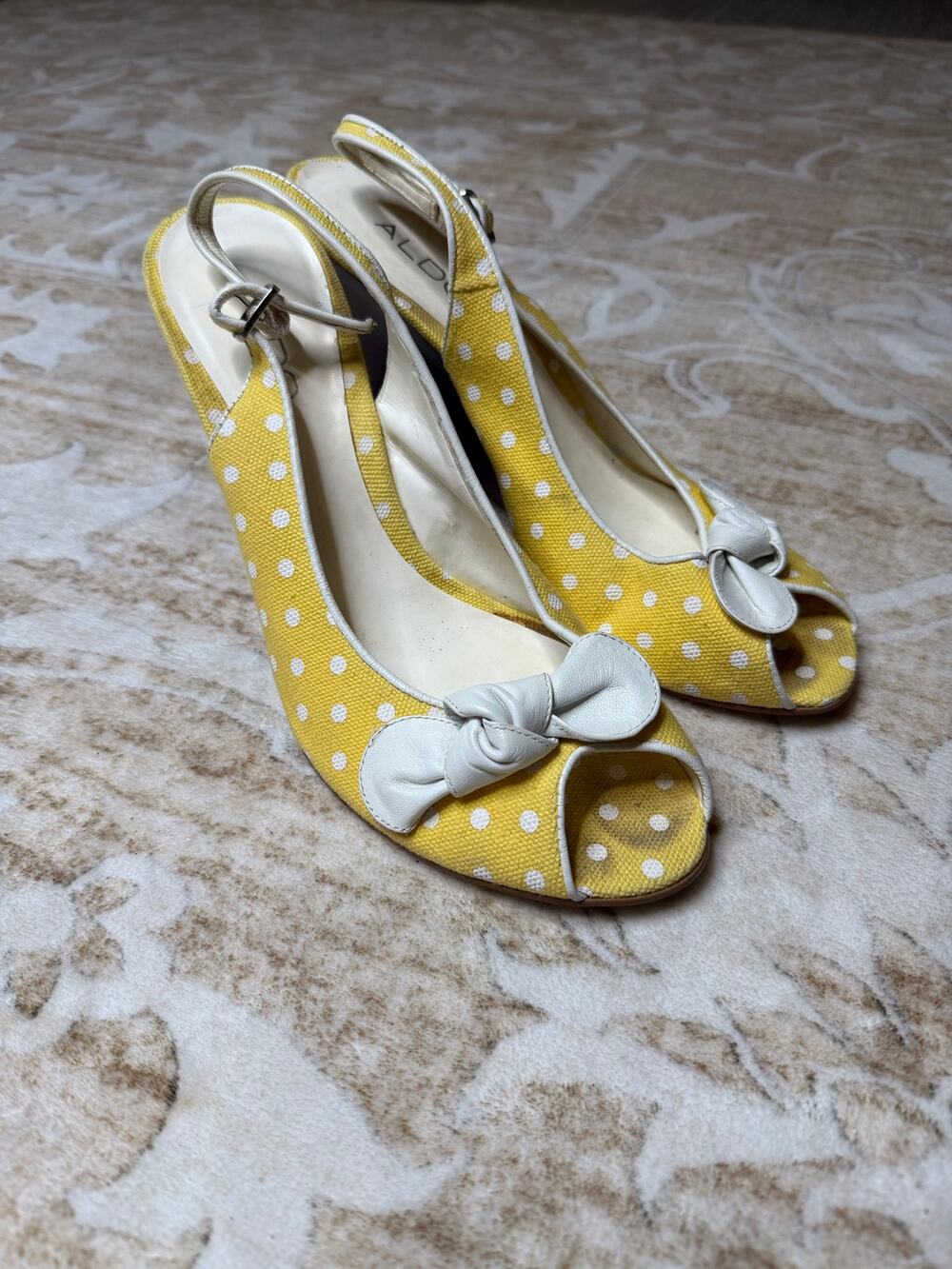 Yellow Polka Dot ALDO Wedge Heels